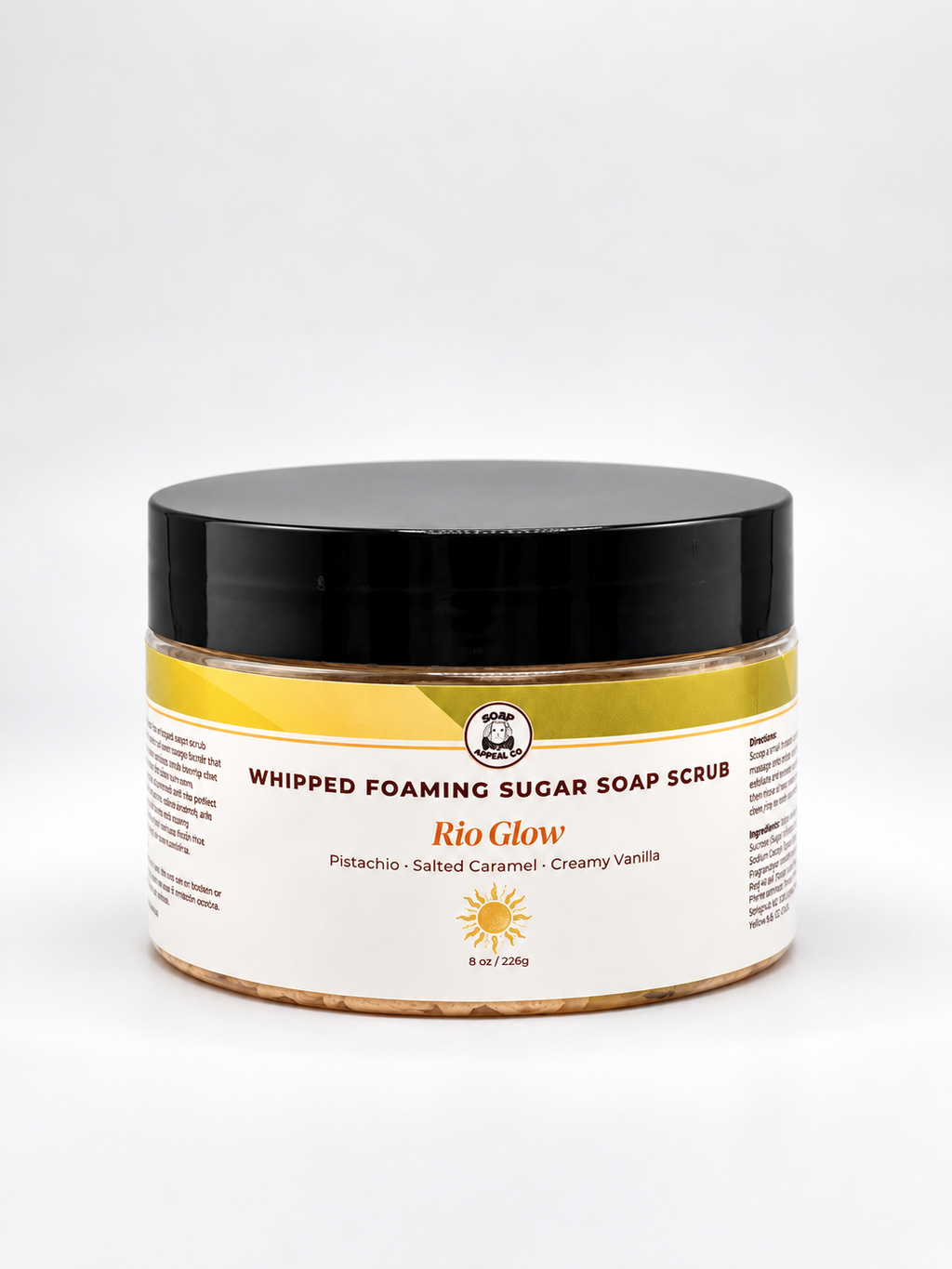 Pistachio, Salted Caramel & Vanilla Foaming Whipped Sugar Body Scrub- Rio Glow