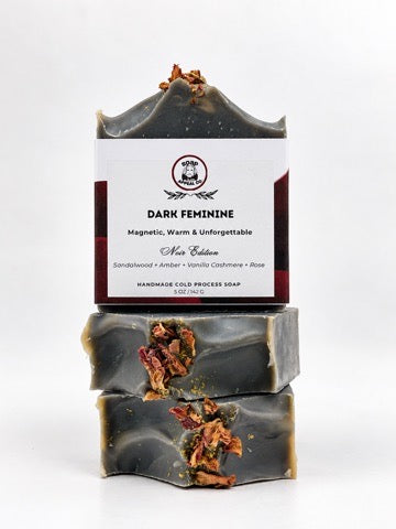 Rose, Sandalwood, Amber and Vanilla Bar Soap- Dark Feminine Noir
